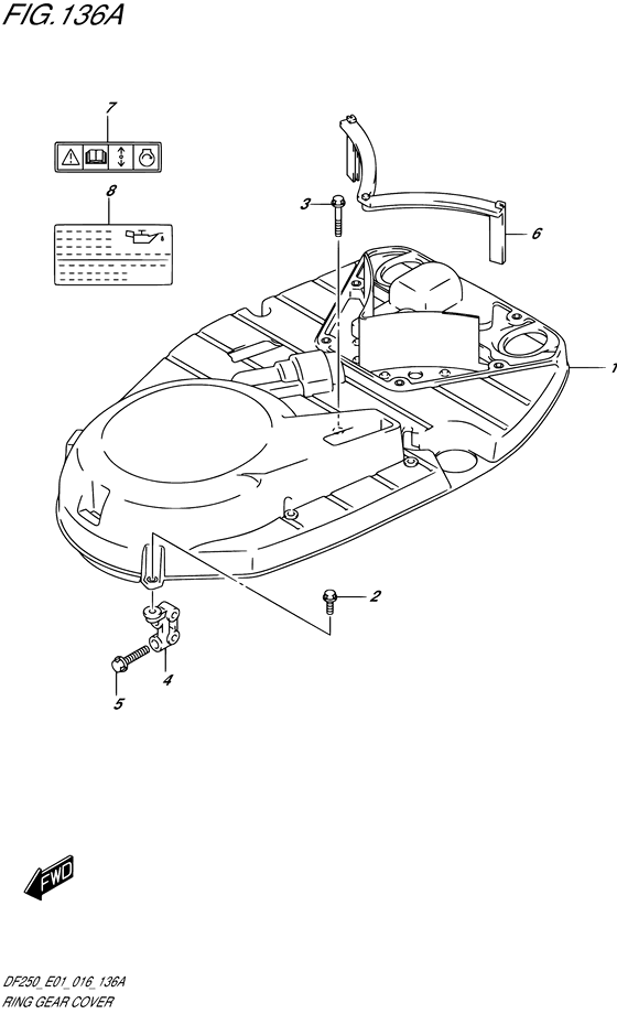 Ring Gear Cover - Suzuki DF 250 Parts Listings<br>2016 to 25003F-610001 to 25003F-61XXXX 25003Z-610001 to 25003Z-61XXXX 25004F-610001 to 25004F-61XXXX