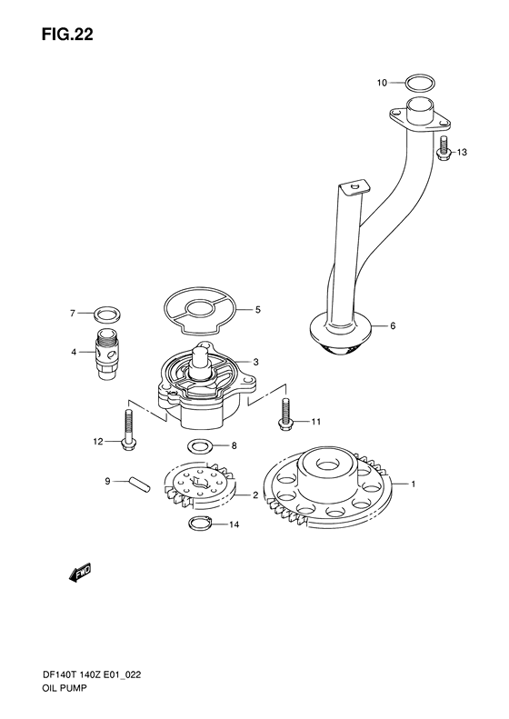 Oil Pump - Suzuki DF 140 Parts Listings<br>2005 to 14001F-510001 to 14001F-51XXXX 14001Z-510001 to 14001Z-51XXXX