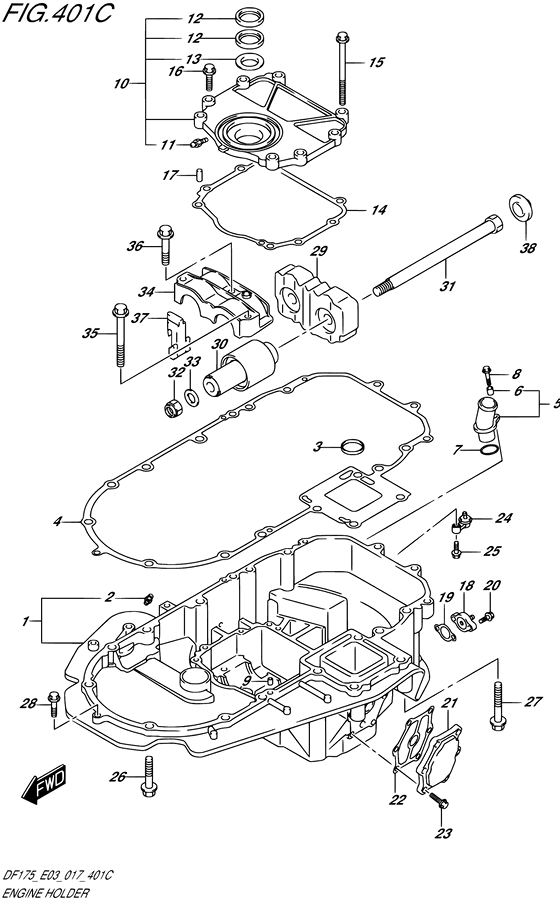 Engine Holder - Suzuki DF 175 Parts Listings<br>2021 to 17503F-140001 to 17503F-14XXXX 17503Z-140001 to 17503Z-14XXXX