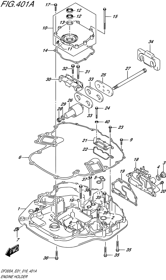 Engine Holder - Suzuki DF 300 Parts Listings<br>2021 to 30003P-140001 to 30002P-14XXXX