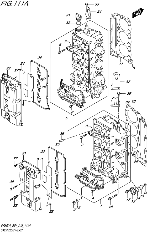 Cylinder Head - Suzuki DF 300 Parts Listings<br>2022 to 30002P-240001 to 30002P-24XXXX