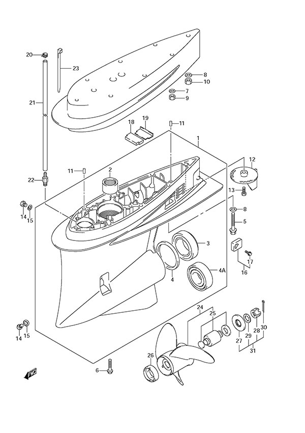 Gear Case (C/R) - Suzuki DF 300 Parts Listings<br>2008 to 30001F-880001 to 30001F-88XXXX  30001Z-880001 to 30001Z-88XXXX