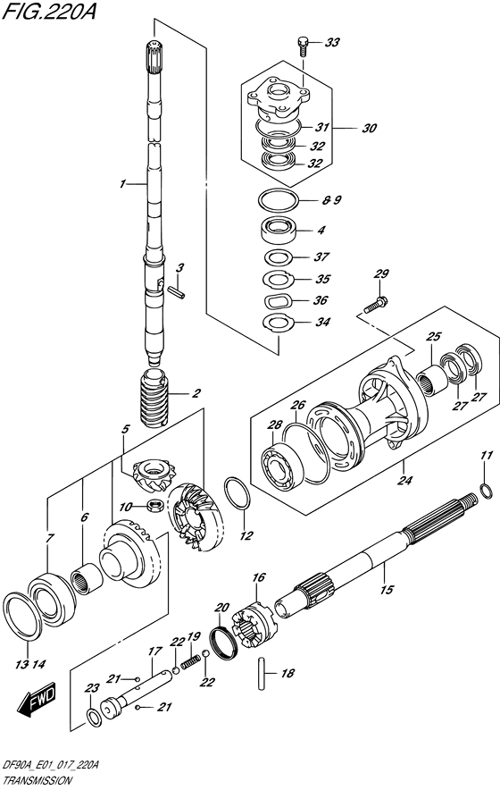 Transmission - Suzuki DF 90 Parts Listings<br>2020 to 09003F-040001 to 09003F-04XXXX