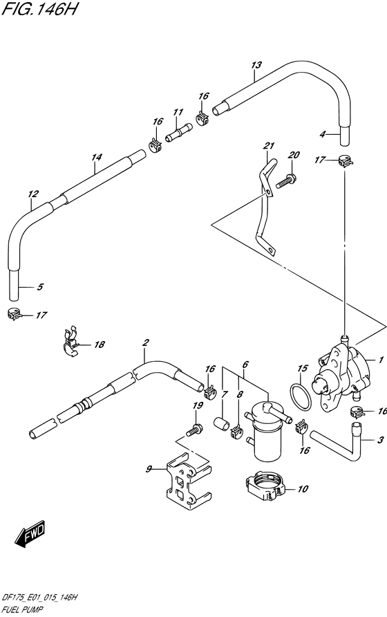 Fuel Pump - Suzuki DF 150 Parts Listings<br>2020 to 15003F-040001 to 15003F-04XXXX 15003Z-040001 to 15002Z-04XXXX