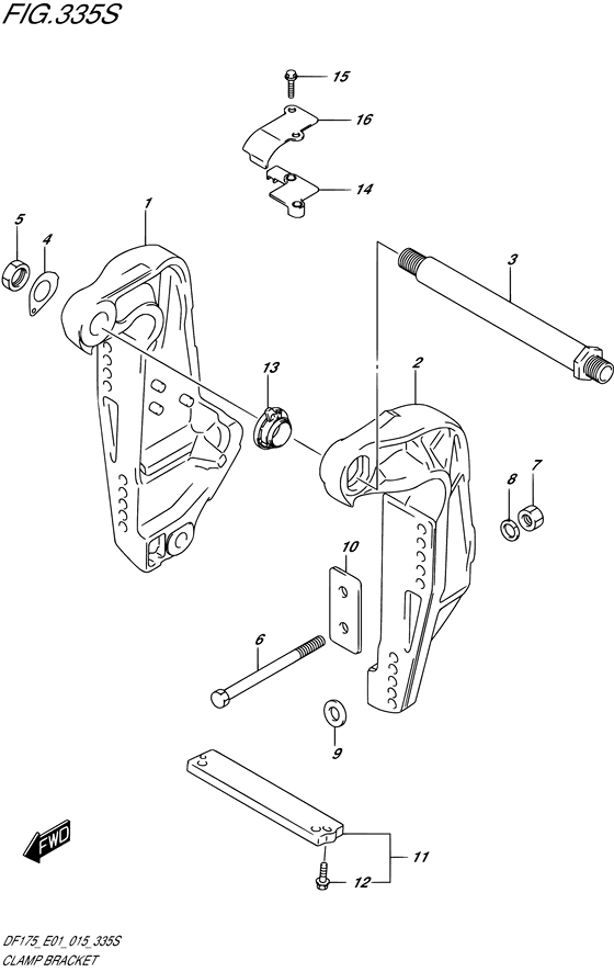 Clamp Bracket - Suzuki DF 175 Parts Listings<br>2015 to 17502F-510001 to 17502F-51XXXX 17502Z-510001 to 17502Z-51XXXX