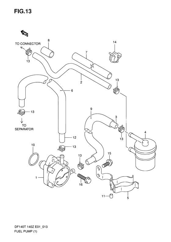 Fuel Pump - Suzuki DF 140 Parts Listings<br>2003 to 14001F-371001 to 14001F-37XXXX 14001Z-371001 to 14001Z-37XXXX