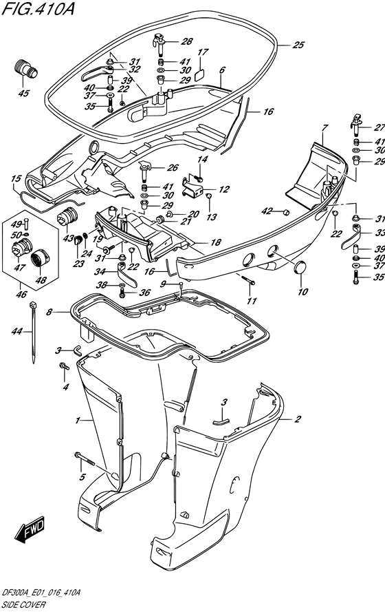 Side Cover w/Transom (X or XX) - Suzuki DF 300 Parts Listings<br>2020 to 30002P-040001 to 30002P-04XXXX