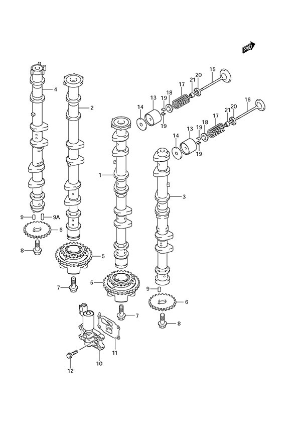 Camshaft - Suzuki DF 300 Parts Listings<br>2008 to 30001F-880001 to 30001F-88XXXX  30001Z-880001 to 30001Z-88XXXX