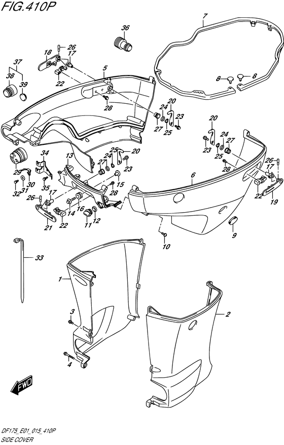 Side Cover - Suzuki DF 150 Parts Listings<br>2020 to 15003F-040001 to 15003F-04XXXX 15003Z-040001 to 15002Z-04XXXX