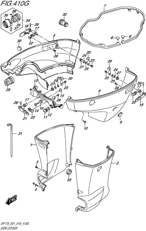 Suzuki DF 175 Side Cover (Model: TG/ZG)