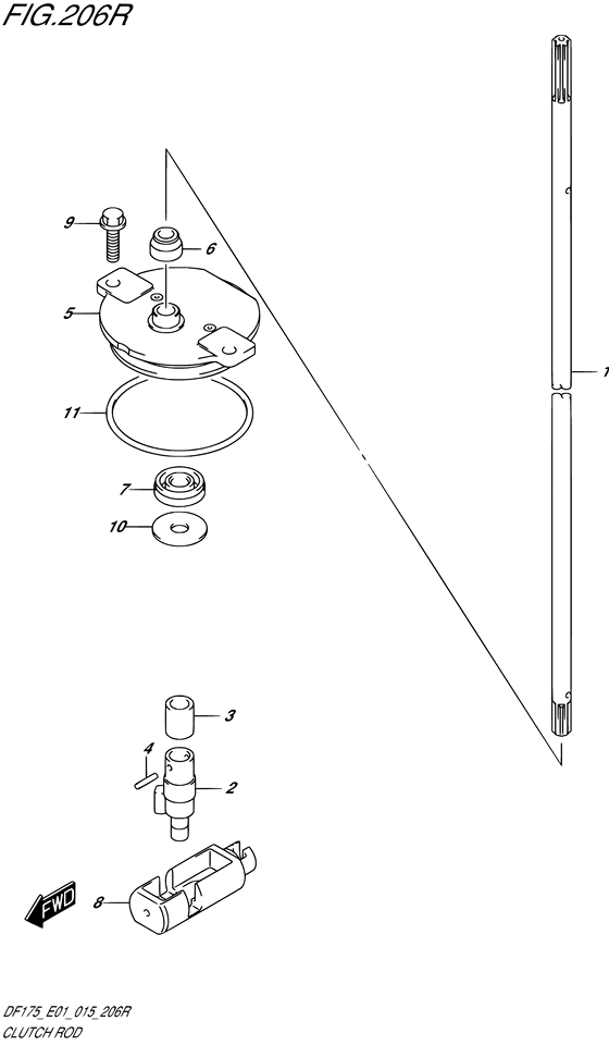 Suzuki DF 150 Clutch Rod (Model: TG/ZG)