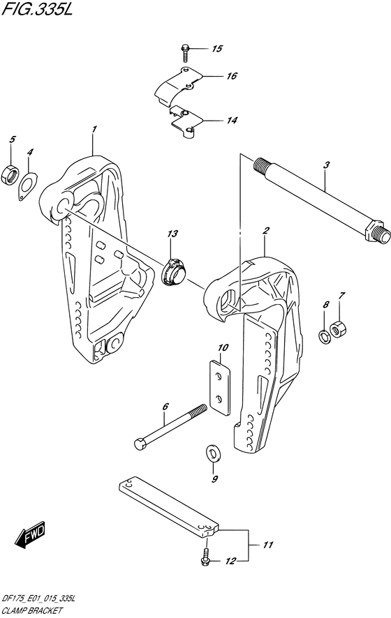 Clamp Bracket - Suzuki DF 150 Parts Listings<br>2023 to 15003F-340001 to 15003F-34XXXX 15003Z-340001 to 15003Z-34XXXX