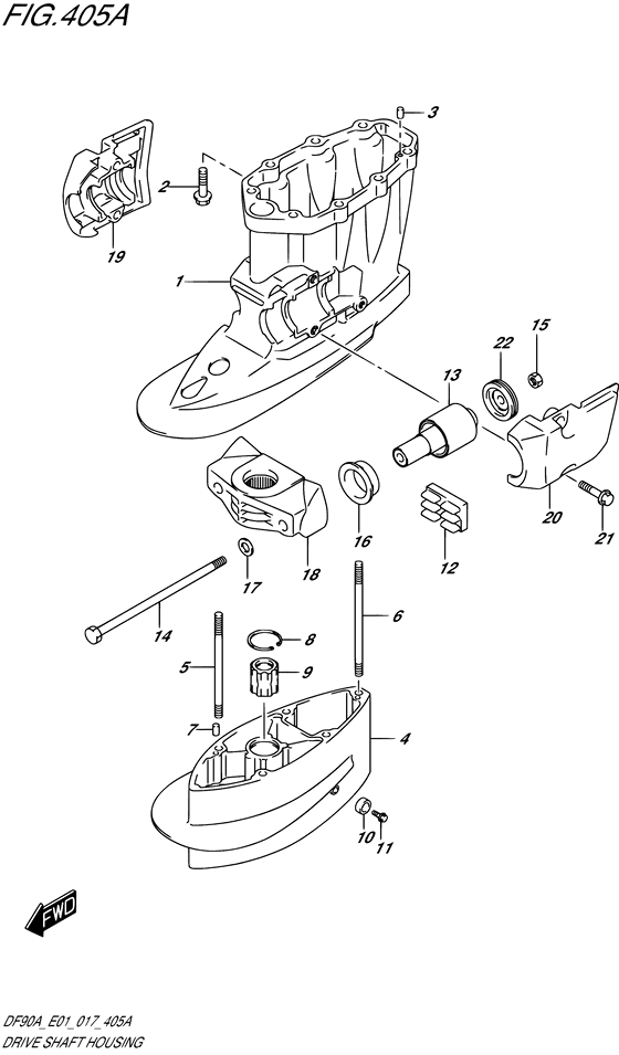 Drive Shaft Housing - Suzuki DF 90 Parts Listings<br>2023 to 09003F-340001 to 09003F-34XXXX