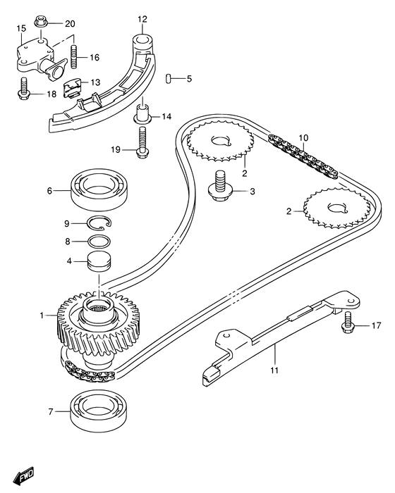 Timing Chain - Suzuki DF 140 Parts Listings<br>2002 to 14001F-251001 to 14001F-25XXXX 14001Z-251001 to 14001Z-25XXXX