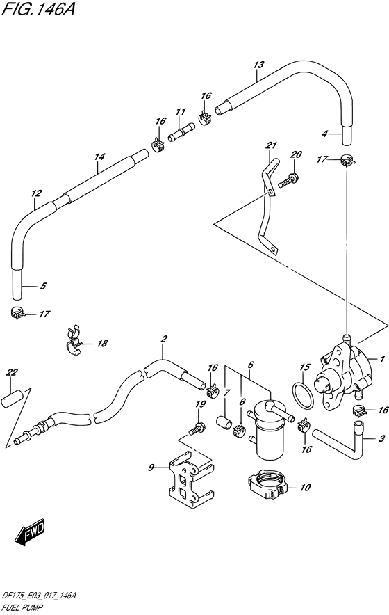 Fuel Pump - Suzuki DF 175 Parts Listings<br>2017 to 17502F-710001 to 17502F-71XXXX 17502Z-710001 to 17502Z-71XXXX