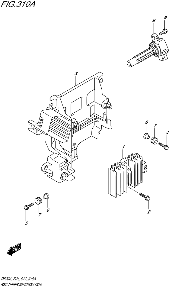 Rectifier/Ignition Coil - Suzuki DF 90 Parts Listings<br>2020 to 09003F-040001 to 09003F-04XXXX