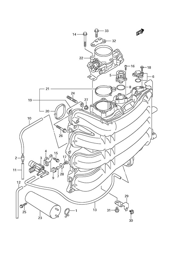 Intake Manifold/Throttle Body - Suzuki DF 150 Parts Listings<br>2013 to 15002F-310001 to 15002F-31XXXX 15002Z-310001 to 15002Z-31XXXX