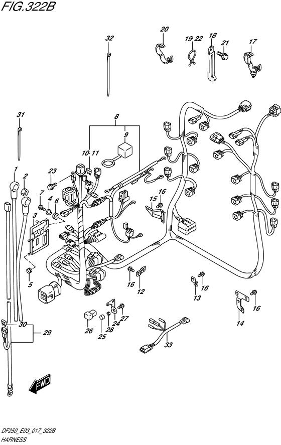 Harness - Suzuki DF 250 Parts Listings<br>2018 to 25003F-810001 to 25003F-81XXXX 25003Z-810001 to 25003Z-81XXXX 25004F-810001 to 25004F-81XXXX