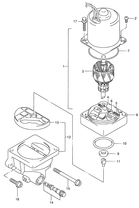 Ptt motor ((MODEL:98~00); NOTE : REFER TO FIG.42(F- 9) FOR MODEL:01~09) - Suzuki DF 70 Parts Listings<br>1998 to 07001F-861001 to 07001F-86XXXX