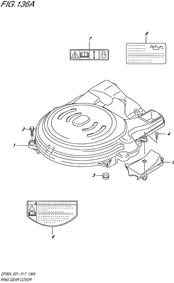Ring Gear Cover - Suzuki DF 90 Parts Listings<br>2021 to 09003F-140001 to 09003F-14XXXX