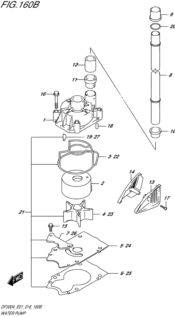 Water Pump - Suzuki DF 300 Parts Listings<br>2023 to 30002P-340001 to 30002P-34XXXX