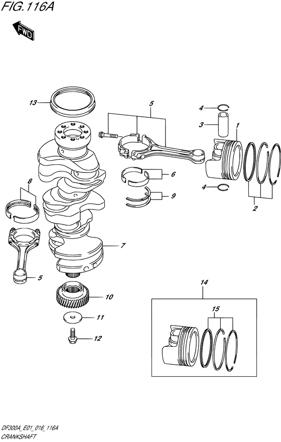 Crankshaft - Suzuki DF 300 Parts Listings<br>2020 to 30002P-040001 to 30002P-04XXXX