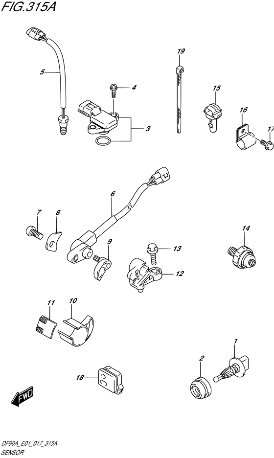 Sensor - Suzuki DF 90 Parts Listings<br>2022 to 09003F-240001 to 09003F-24XXXX