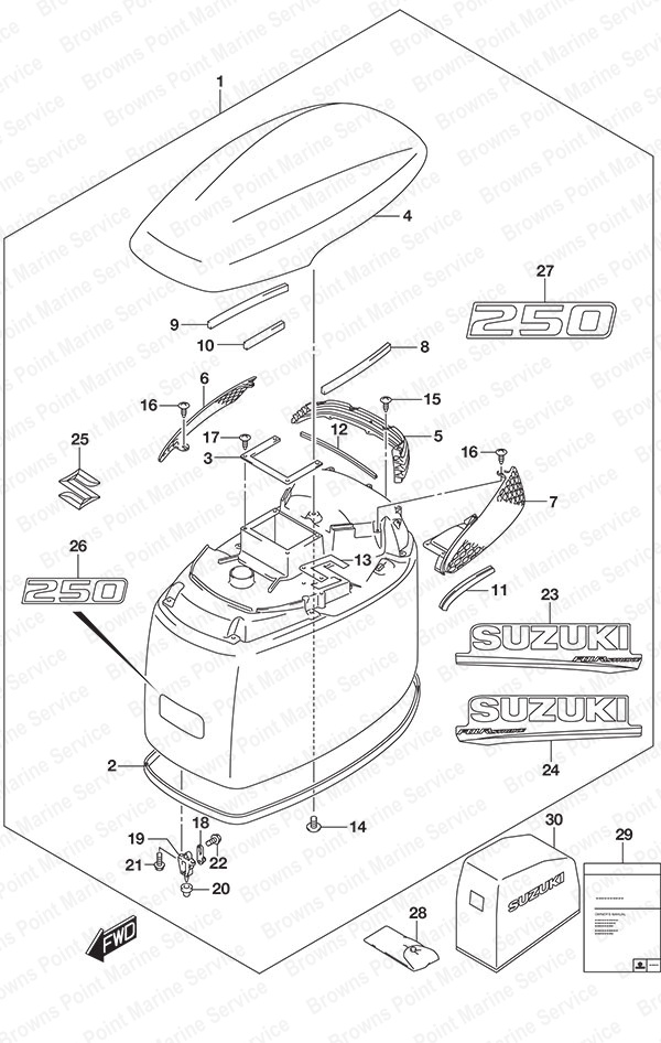 Suzuki DF 250 Engine Cover Black