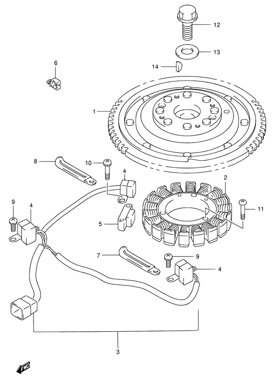 Suzuki DF 70 Magneto ((MODEL:98~00); NOTE : REFER TO FIG.31(E- 5) MODEL:01~09)