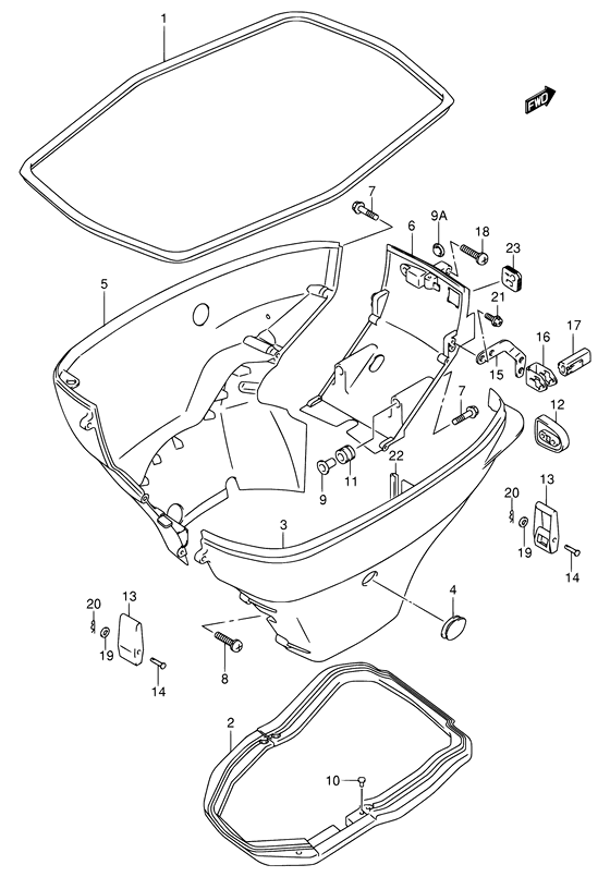 Side cover Diagram - Suzuki DF 70 Parts Listings<br>1998 to 07001F-861001 to 07001F-86XXXX