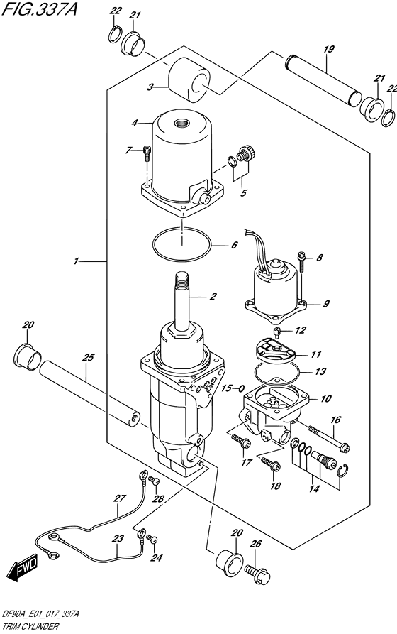 Trim Cylinder - Suzuki DF 90 Parts Listings<br>2022 to 09003F-240001 to 09003F-24XXXX