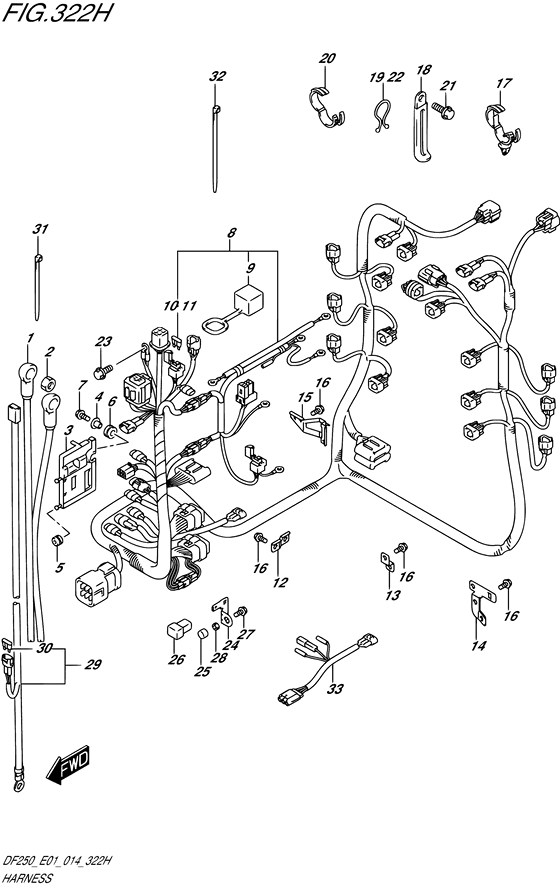 Harness - Suzuki DF 250 Parts Listings<br>2015 to 25003F-510001 to 25003F-51XXXX 25003Z-510001 to 25003Z-51XXXX 25004F-510001 to 25004F-51XXXX