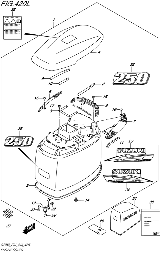 Suzuki DF 250 Engine Cover (Black)