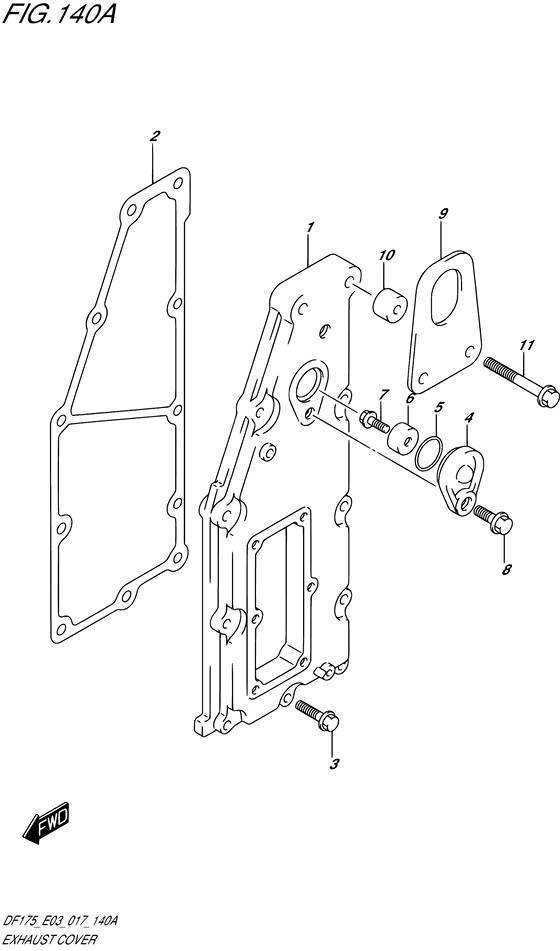 Exhaust Cover - Suzuki DF 175 Parts Listings<br>2019 to 17503F-910001 to 17503F-91XXXX 17503Z-910001 to 17503Z-91XXXX