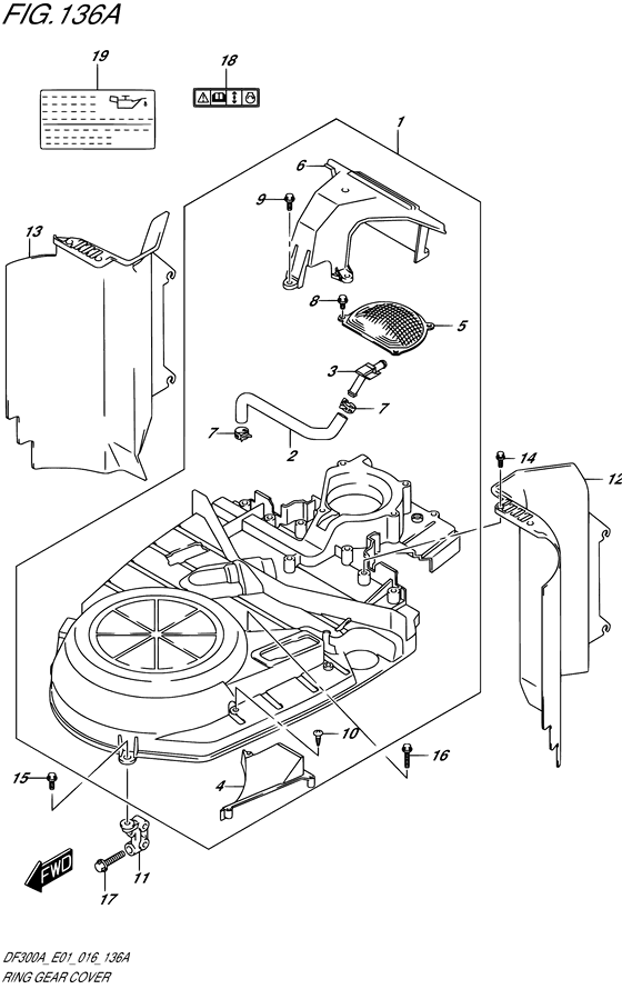 Ring Gear Cover - Suzuki DF 300 Parts Listings<br>2018 to 30002P-810001 to 30002P-81XXXX