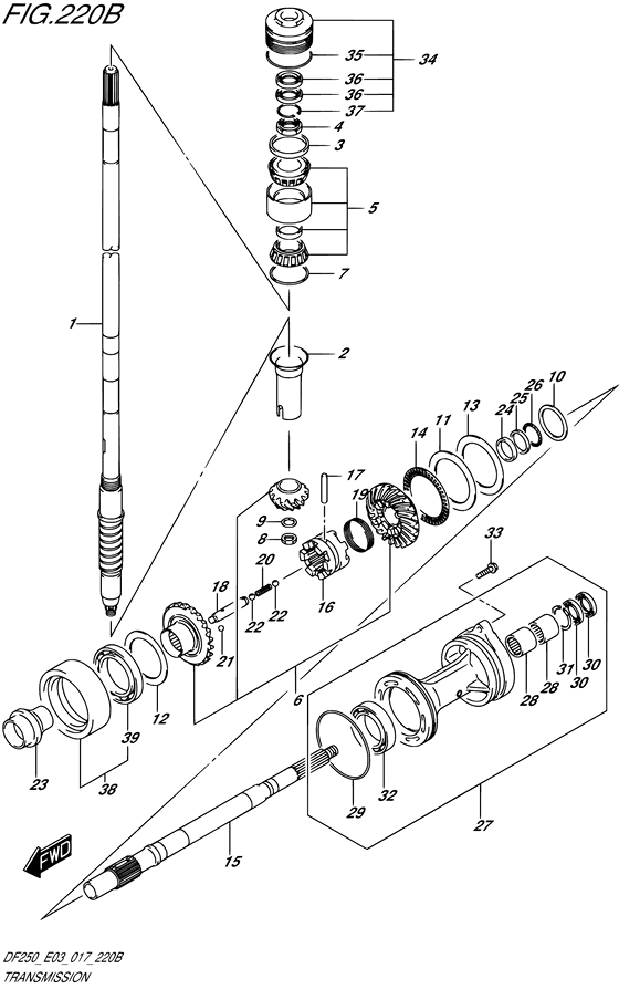 Transmission (C/R) - Suzuki DF 250 Parts Listings<br>2020 to 25003F-040001 to 25003F-04XXXX 25003Z-040001 to 25003Z-04XXXX 25004F-040001 to 25004F-04XXXX