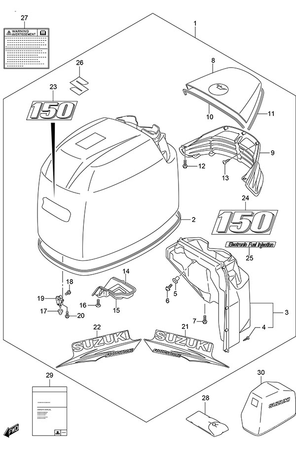 Suzuki DF 150 Engine Cover (Black)