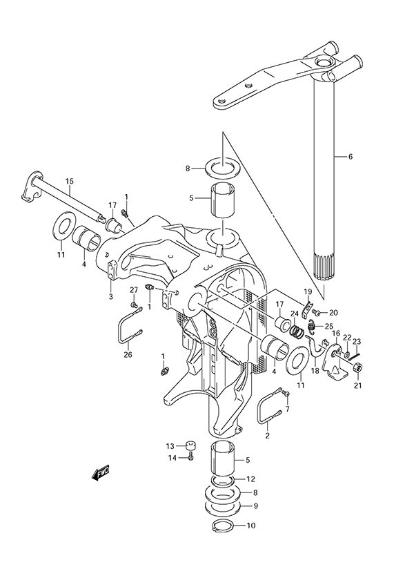 Swivel Bracket - Suzuki DF 150 Parts Listings<br>2012 to 15002F-210001 to 15002F-21XXXX 15002Z-210001 to 15002Z-21XXXX