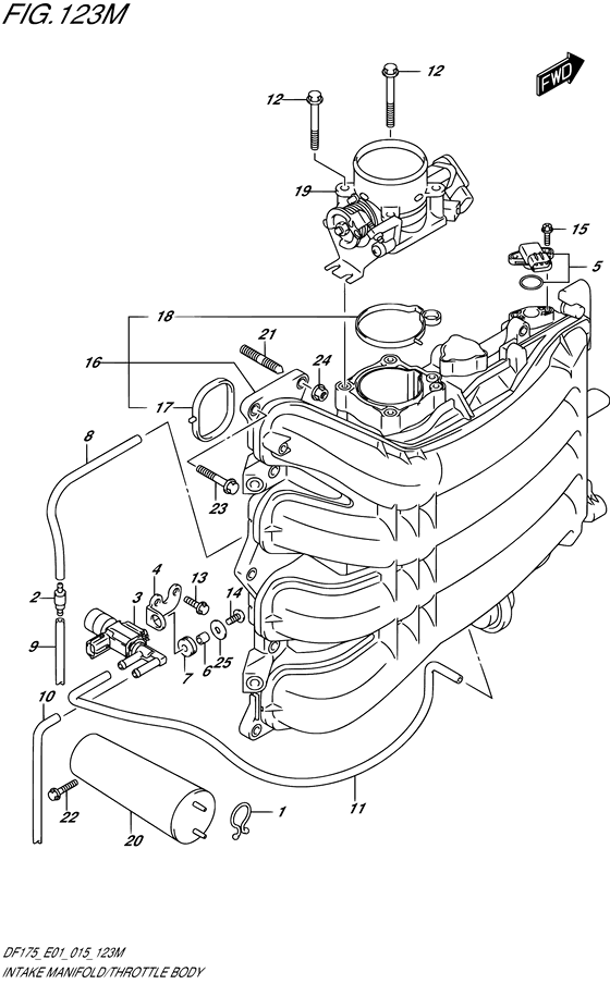 Intake Manifold/Throttle Body (Model: TG/ZG) - Suzuki DF 175 Parts Listings<br>2015 to 17502F-510001 to 17502F-51XXXX 17502Z-510001 to 17502Z-51XXXX