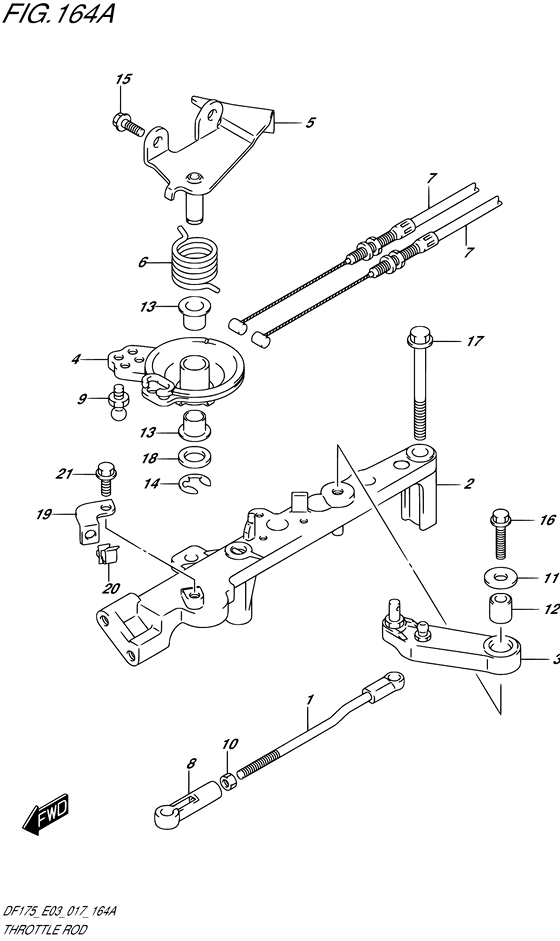 Throttle Rod - Suzuki DF 175 Parts Listings<br>2022 to 17503F-240001 to 17503F- 24XXXX 17503Z-240001 to 17503Z-24XXXX