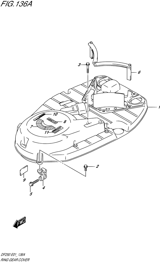 Ring Gear Cover - Suzuki DF 250 Parts Listings<br>2011 to 25003F-110001 to 25003F-11XXXX 25003Z-110001 to 25003Z-11XXXX 25004F-110001 to 25004F-11XXXX