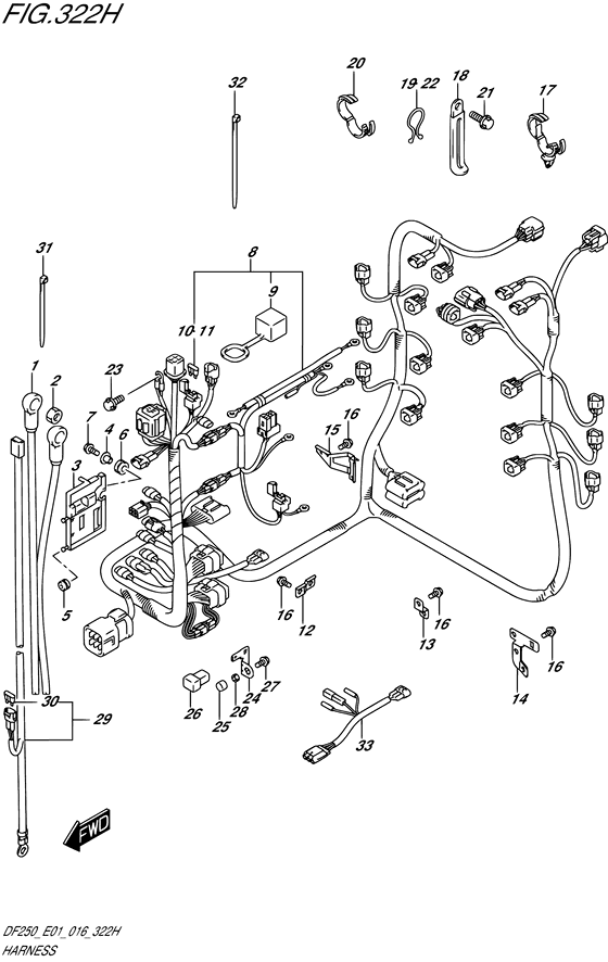 Harness - Suzuki DF 250 Parts Listings<br>2016 to 25003F-610001 to 25003F-61XXXX 25003Z-610001 to 25003Z-61XXXX 25004F-610001 to 25004F-61XXXX