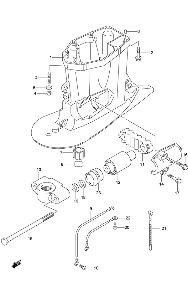 Drive Shaft Housing - Suzuki DF 175 Parts Listings<br>2015 to 17502F-510001 to 17502F-51XXXX 17502Z-510001 to 17502Z-51XXXX