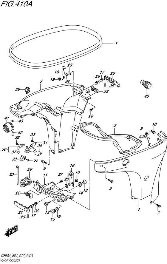 Side Cover - Suzuki DF 90 Parts Listings<br>2019 to 09003F-910001 to 09003F-91XXXX