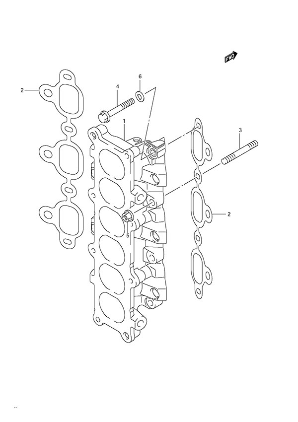 Intake Manifold - Suzuki DF 300 Parts Listings<br>2010 to 30002F-010001 to 30002F-01XXXX  30002Z-010001 to 30002Z-01XXXX