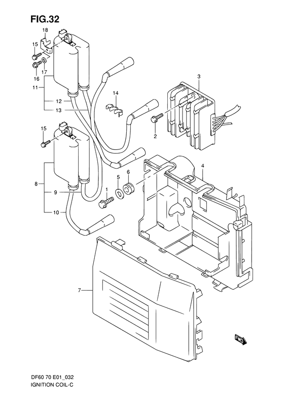 Ignition coil - Suzuki DF 70 Parts Listings<br>1998 to 07001F-861001 to 07001F-86XXXX