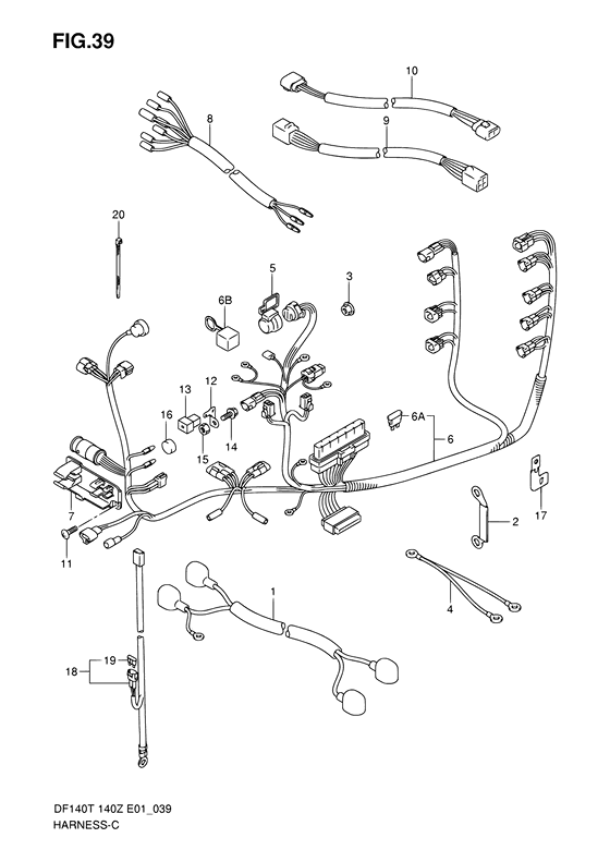 Harness - Suzuki DF 140 Parts Listings<br>2002 to 14001F-251001 to 14001F-25XXXX 14001Z-251001 to 14001Z-25XXXX