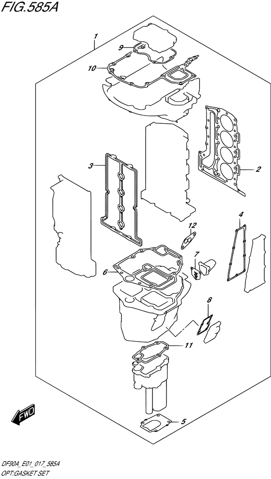 Opt: Gasket Set - Suzuki DF 90 Parts Listings<br>2019 to 09003F-910001 to 09003F-91XXXX