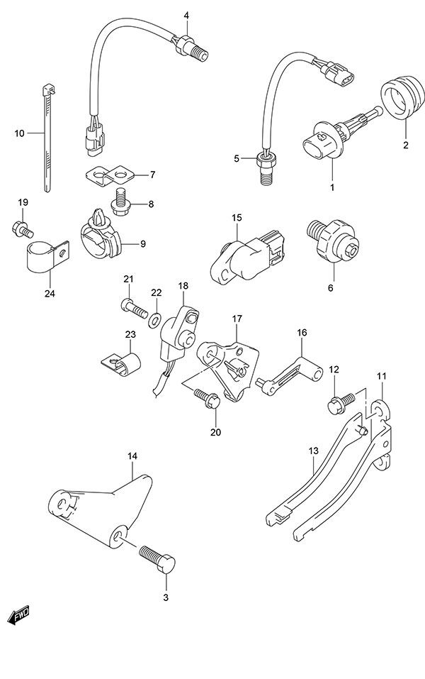 Sensor - Suzuki DF 150 Parts Listings<br>2021 to 15003F-140001 to 15003F-14XXXX 15003Z-140001 to 15002Z-14XXXX