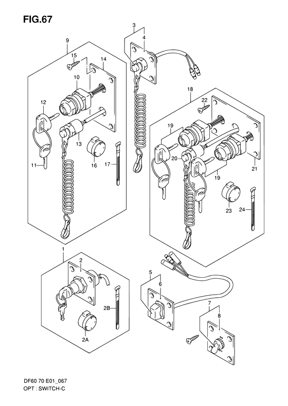 Opt:switch ((MODEL:05~09)) - Suzuki DF 70 Parts Listings<br>1998 to 07001F-861001 to 07001F-86XXXX